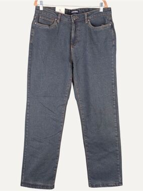 Lands' End Flannel Lined Straight Leg Jeans Size 12 Dark Wash NWT